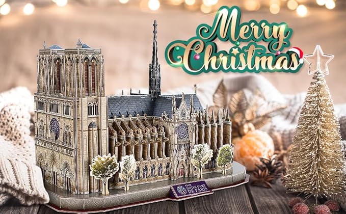 CubicFun 3D Puzzles for Adults Notre Dame de Paris Model Kits 128 Pieces, Puzzle for Kids Ages 8-14 Arts and Crafts Birthday Gifts for Kid Ages 8-12