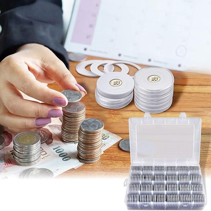 Coin Capsules 46mm with Foam Gasket and Plastic Storage Organizer Box, 6 Sizes (20/25/27/30/38/46 mm) Coins Collector Case Holder for Collection Supplies-168 Pieces