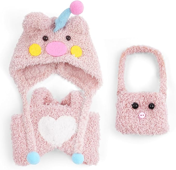 17cm Doll Clothes Set-Adorable Outfits for Dolls-Stylish Accessaries Clothes Dress-Up-Replaceable Clothing Collections, Includes Hat, Top, Skirt(Pink-Style C)