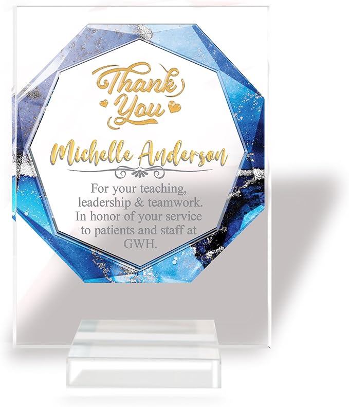 Custom Engraved Acrylic Employee Recognition Award – Personalized Appreciation Trophy for Corporate Excellence – Desk Display Plaque with Free Customization (Style #9)
