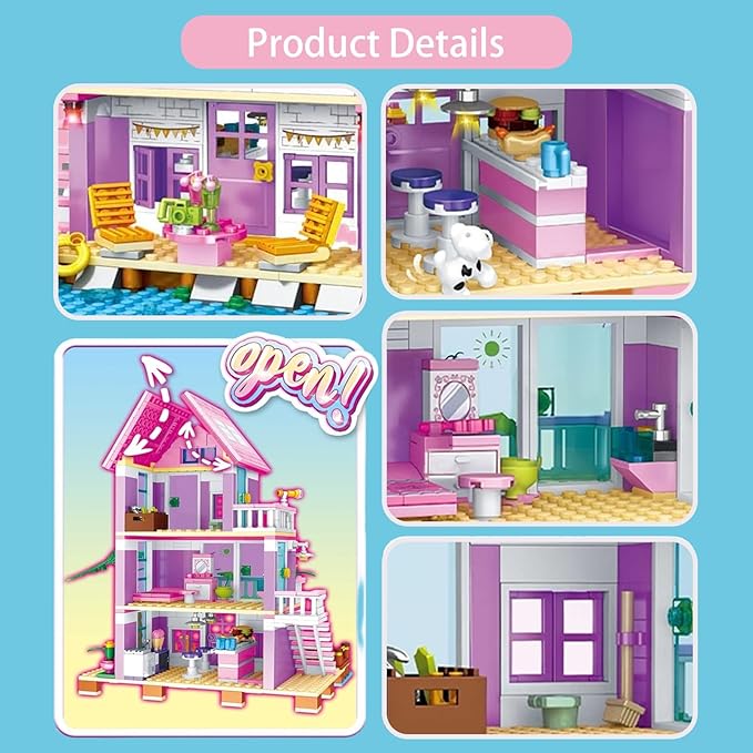 Sezua Building Blocks Seaside Beach Villa - 573 Pieces Lego Compatible Construction Set for Girls and Friends, Age 8-12