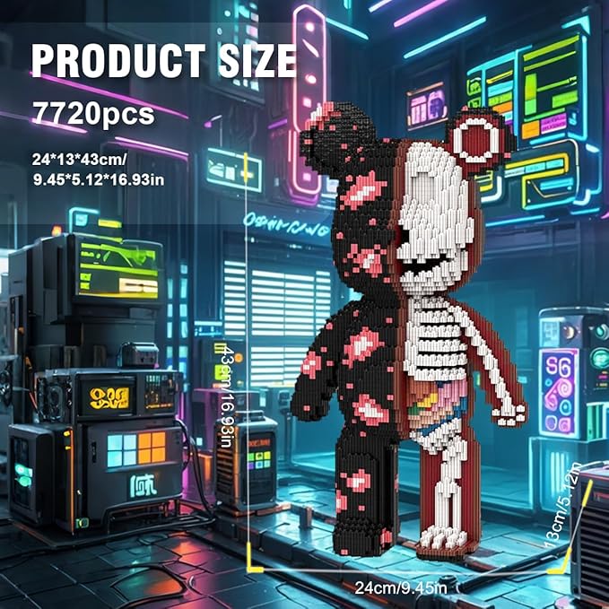 DAHONPA Animal Graffiti Skeleton Bear Micro Building Blocks Set（7220PCS）, Gift for Adults and Kids