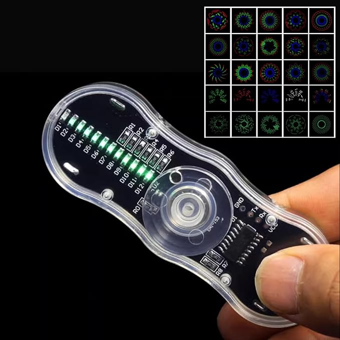ISolderStore LED Rotating Gyroscope DIY Kit 2 Leaves Gyroscope SMD Soldering Project Soldering Practice Kit Electronics Kit for Students