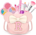 Kids Makeup Kit for Girls - 15 Pcs Real Washable Make Up Set - Non Toxic Toddlers Cosmetic with Letter Mouse Ear Purse - Dress up Birthday Gifts for 3 4 5 6 7 8 Years Old Girls - R