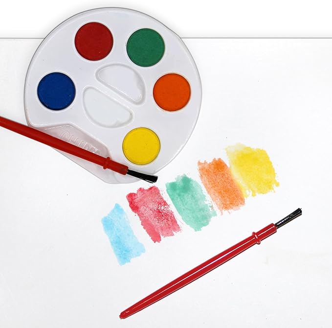 Color Swell Bulk Watercolors Round Paint Pack with Brushes - 50 Sets with 5 Washable Colors Each - Great for Kids, Classrooms, Parties, Students, Donations, Party Favors, All Ages