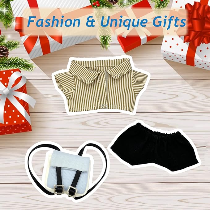 17cm Doll Clothes, Outfits Set for 17cm Doll, 3 Piece Set Backpack Clothing, Casual Adorable Dolls Clothes Accessories (No Doll)