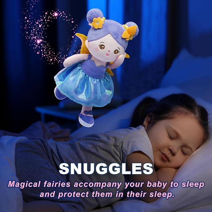 OUOZZZ 13" Soft Baby Doll Toys for 1 + Year Old Girl Gifts, Fairy Dolls Birthday Gifts for 1 Year Old Girl Christmas Plush Toys Gift for Toddler Kids Magic Wings Fairies