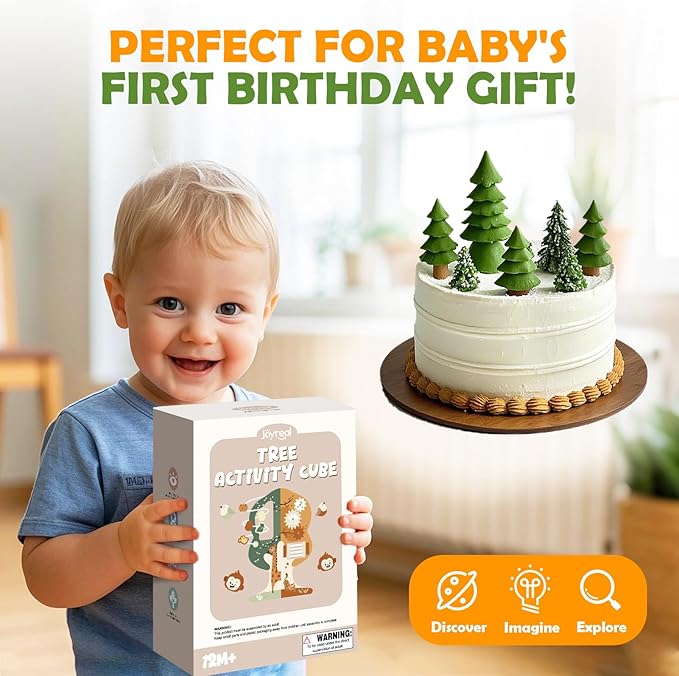 Joyreal Montessori Toys for 1 Year Old - 8-in-1 Wooden Activity Cube, Montessori Baby Activity Center for 1+ Year Old, Educational Toy for Toddlers, Ideal Gift for Boys and Girls with Seasonal Theme