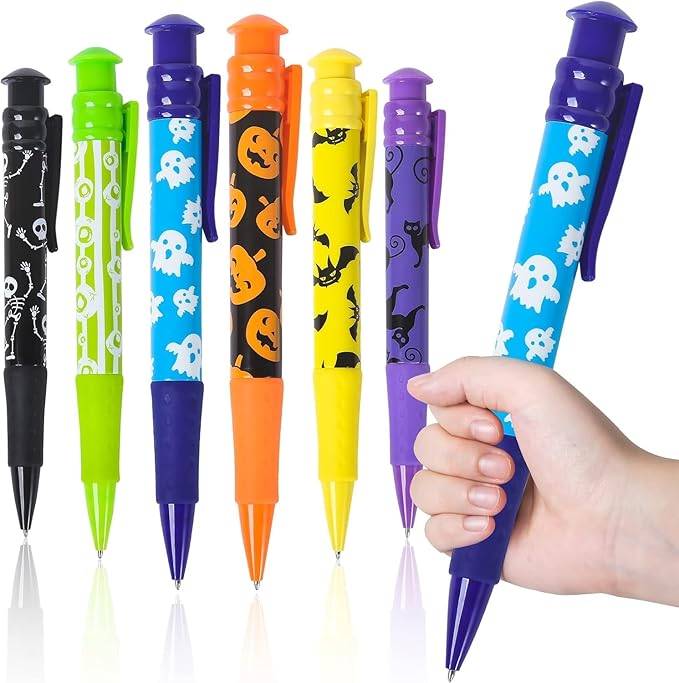 Shemira Halloween Party Favor for Kids, 48 Pcs Jumbo Pen in 6 Assorted Theme Designs for Trick or Treating, Goodie Bag Filler, Miniatures, School Classroom Rewards