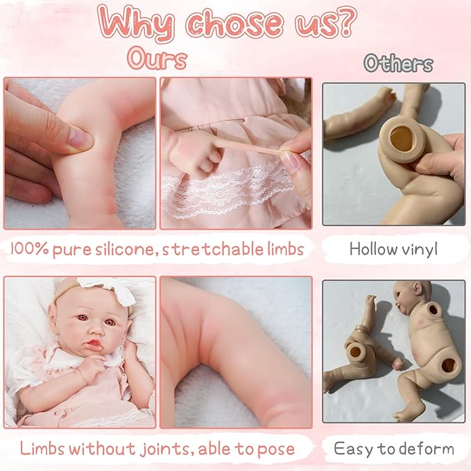 Reborn Baby Dolls Silicone Full Body 19.88in Weighted Real Life Open-Eyes Girl Dolls Lifelike Newborn Baby Soft Body Flexible Limbs Not Vinyl