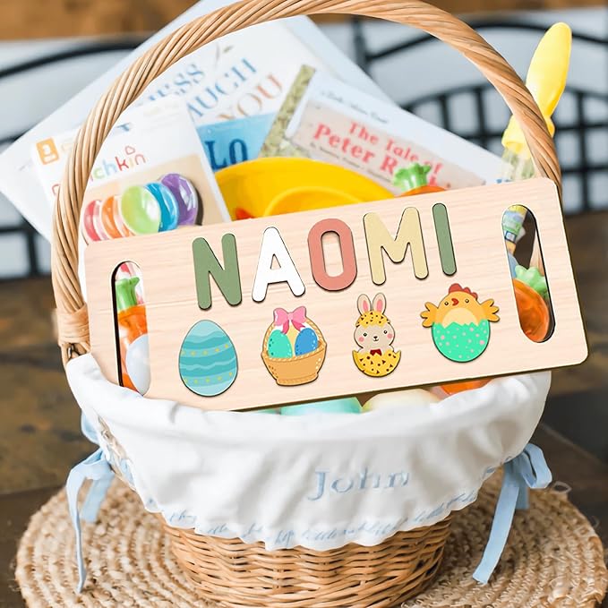 Name Puzzle for Kids Personalized, Custom Baby Gifts for Toddler 1-3, Wooden Alphabet Puzzle for Boy Girl 1st Birthday