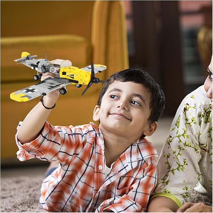 YYKNGYI BF-109 Fighter Jet Plane Jet Building Set - Compatible with LEG0 7 Year Old boy, Military Airplanes Model, WW2 Military Gift for Boys 8-12 (493psc)