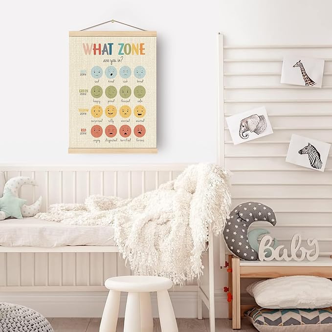 Boat Wades Zones of Regulation Mental Health Poster Hanger Frame, Feelings Emotions Chart Hanging Wall Banner Decor for Classroom Calm Down Corner School Counselor Office Decor, 12x16 Inch