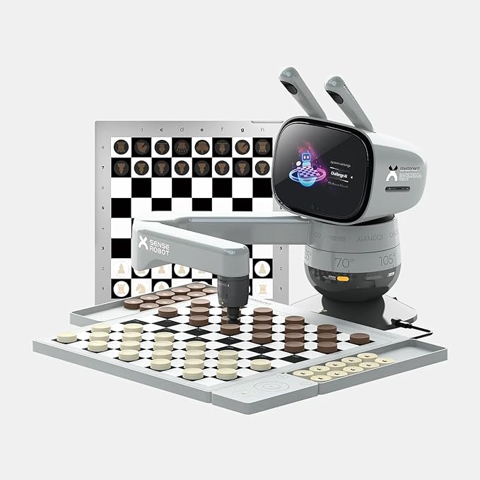 SenseRobot Lite — 2-in-1 AI Robotic Chess & Checkers Set | 25 Chess Levels (Elo 200–2900), Epic Duel Elo 3200, 10 Checkers Levels, Voice Guidance, Screen-Free Play, 1,200+ Lessons, Cloud & OTA