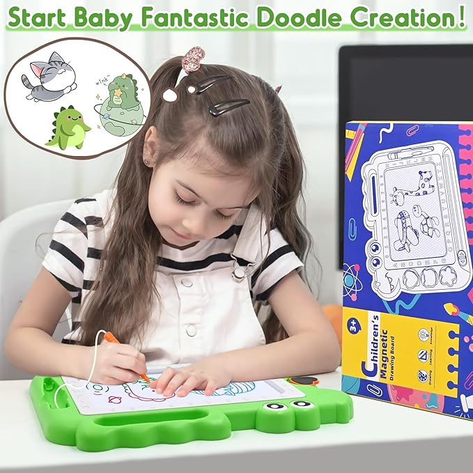 AiTuiTui Magnetic Drawing Board Toddler Toys Gift for Girls Boys, Color Sketch Writing Scribble Doodle Pad Travel Games, Educational Learning Kids Toys for Toddlers Birthday (Green)