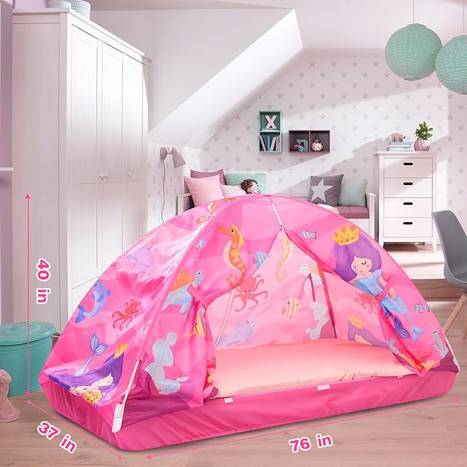 Kid Bed Tent -Twin Play Tent Baby Toddlers Dream Playhouse for Bedroom Decor Indoor Games Twin Size Bed Canopy by CRAWLBO