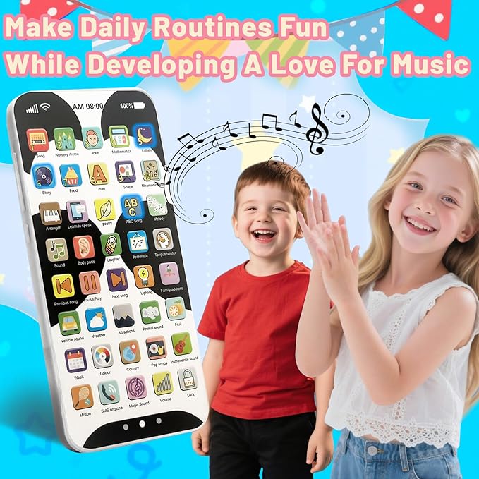 Kids Phone with 10,000+ Educational Content, Rechargeable Toddler Learning Phone with Music & Sounds, Pretend Play Cell Phone for Boys & Girls Ages, Best Gift for Toddler Toys