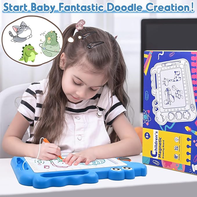 AiTuiTui Magnetic Drawing Board Toddler Toys Gift for Girls Boys, Color Sketch Writing Scribble Doodle Pad Travel Games, Educational Learning Kids Toys for Toddlers Birthday Stocking Stuffers (Blue)