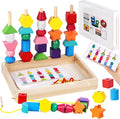 LovesTown Beads Sequencing Toy Wooden Stacking Montessori Toys for Kids Coordination and Educational Preschool Learning Toy