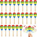 24 PCS Maracas for Adults - 7.9 Inches Multi-Colored Wooden Maracas, Lightweight Design Noisemaker Musical Fun Party Favor for Adult Mexican Party Props Birthday Carnival