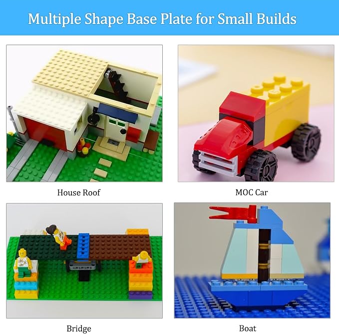 Classic Building Plate, 60pcs Random Mixed Colour with 6 Size Building Plate Base Plate, Compatible with Lego Parts and Pieces, Building Bricks, for Most Brands