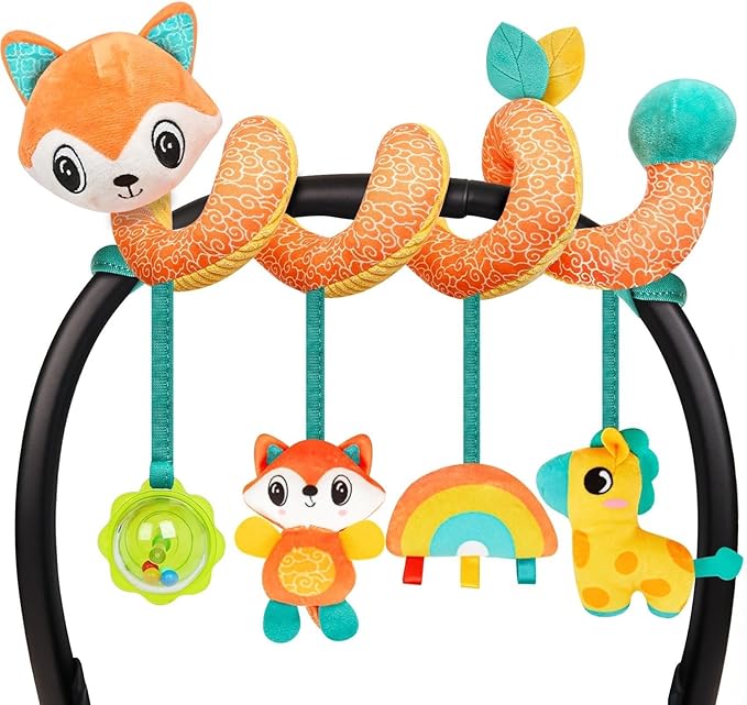 Baby Car Seat Toys Activity Stroller Toy for Boys Girls 0 3 6 9 10 12 Months, Spiral Hanging Plush Toys,Baby Shower Thank You Gift, Medium