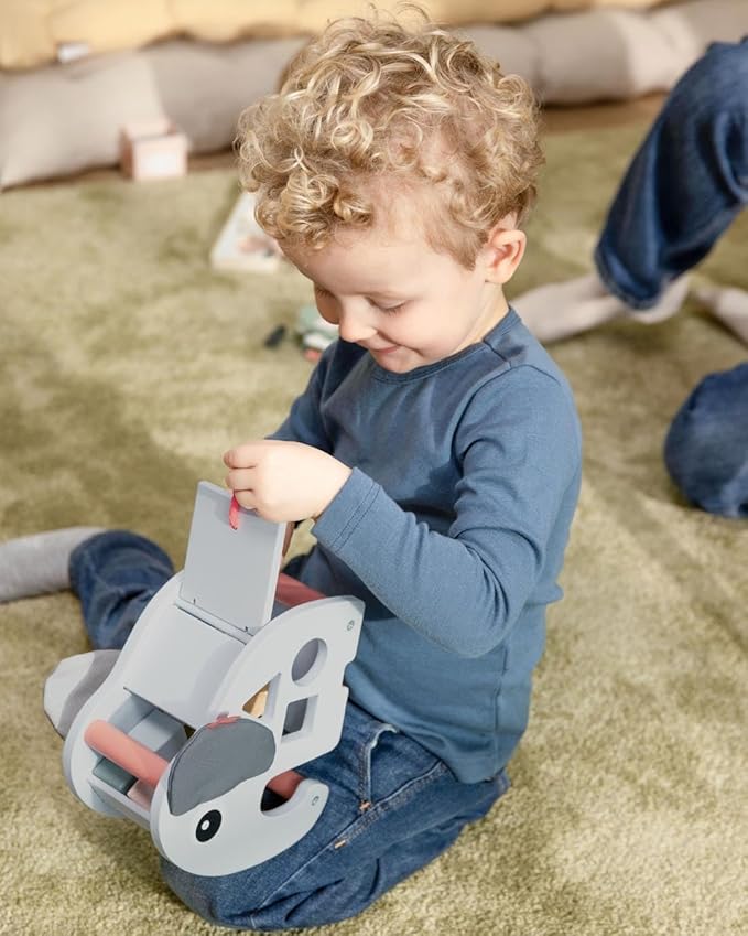 Done by Deer Elphee Sorting Box - Wooden Shape Sorter Toy with Sturdy Handle to take Along - Montessori and Educational Wooden Toy Set - Develop Fine Motor Skills & Learning Shapes in a Fun Way!