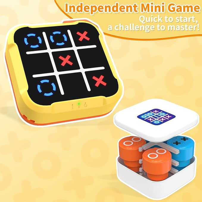 Electronic Tic Tac Toe Game, 4-in-1 Digital Puzzle Games, Handheld Family Board Game for Kids and Adults, Portable Toys Gift for Boys Girls, Birthday, Travel, and Road Trip
