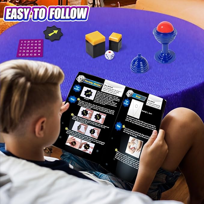 Magic Kit, Magic Tricks for Kids Age 6-8, 40 Magic Tricks with Instructions for Girls Boys Beginners to Perform, Gift for Boys Girls Kids