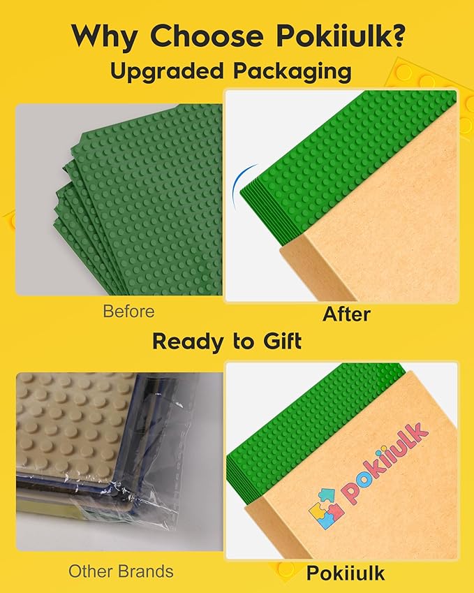 20 Baseplates for Bricks, Classic Green Building Base Plates, 10"x 10" (32Studs Each Side), Compatible with All Major Brands