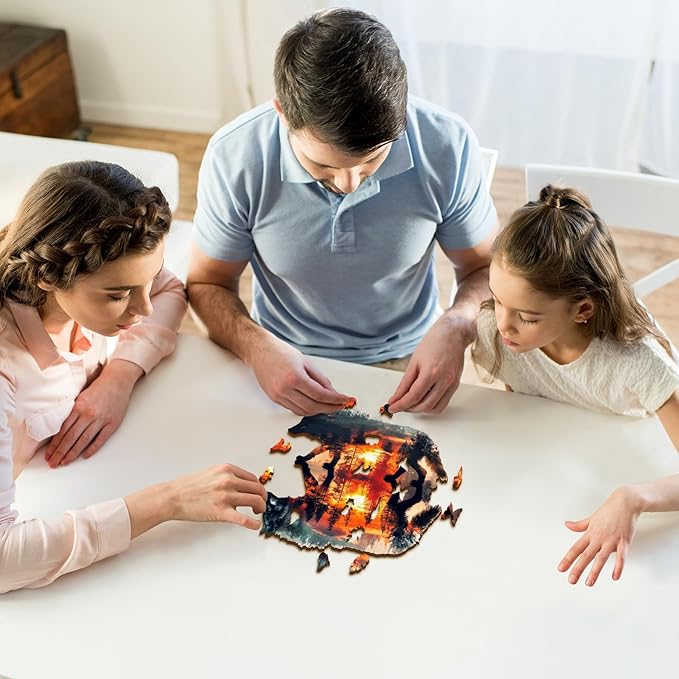 Wooden Puzzles for Adults, 3D Wolf Wooden Jigsaw Puzzles, Unique Shaped Animal Wood Puzzles Adults, Birthday Gift Family Game.(（11.4 * 10.6in 177pcs）