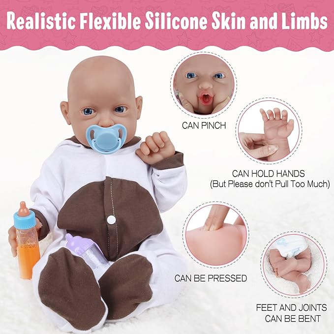 Vollence 14 inch Full Body Silicone Baby Dolls That Look Real, Not Vinyl, Soft Realistic Newborn Baby Dolls Birthday Gifts for Kids, Girl