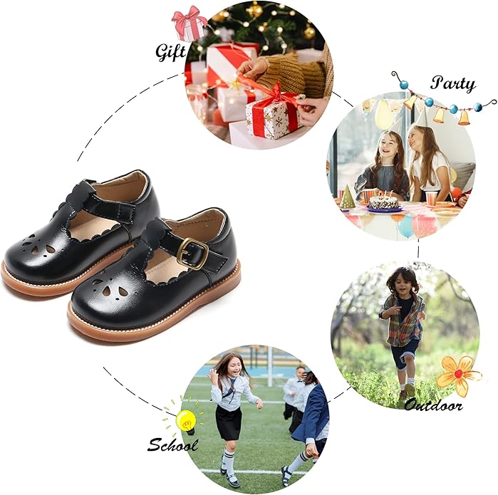 Felix & Flora Toddler Little Girl Mary Jane Dress Shoes - Ballet Flats for Girl Party School Shoes