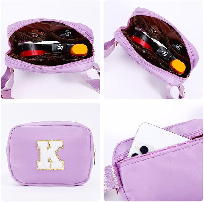 YOOLIFE Birthday Gifts for Women - 30th 40th 50th 60th 70th Birthday Gifts for Mom Daughter Her Friend Sister Girlfriend, Personalized Gifts Christmas Gifts, Initial Belt Bag Crossbody Bags, Purple S