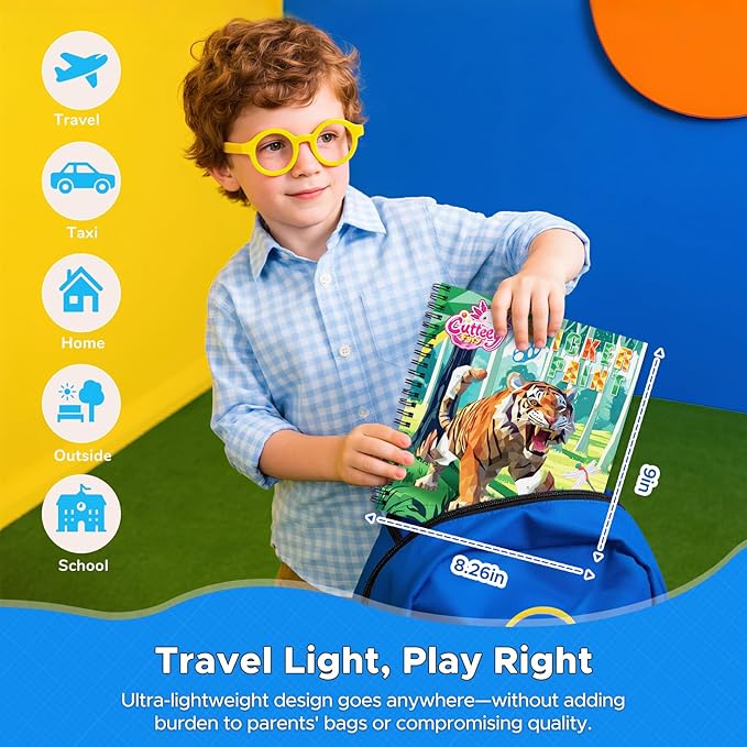 4PCS Paint by Number Sticker Book - Kids Crafts & Acitivity Puzzles Book for Ages 4-10,Mess-Free Travel Toys for Road Trip & Airplane,Perfect Gifts & Basket Stuffers for Kids