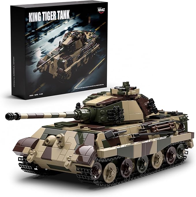 Nifeliz King Tiger Tank Building Set, WW2 Military Tank Model Toy for Adults, Collectible Army Display Piece and Gift for Enthusiasts (1,267 PCS, NF10315)