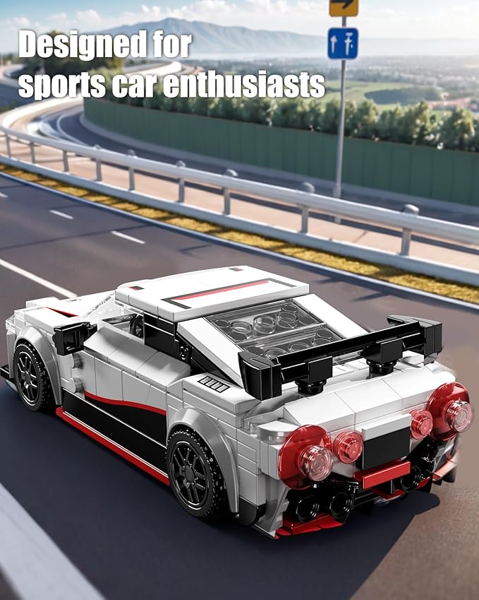 Super Sports Car Building Block Set with Display Case, Speed Race Cars Building Toys, Collectible Model Cars Kits Gift for Boys Girls Adults Technic Car Lovers Kids 6+ (317PCS)