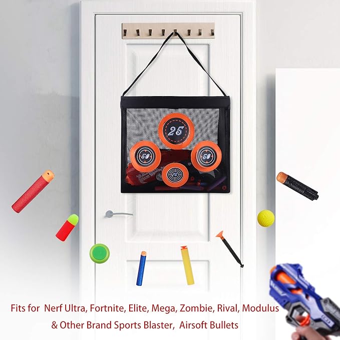 Hely Cancy Portable Shooting Practice Target Toy Storage Mesh Bag Compatible with Nerf Darts for Kids 6+