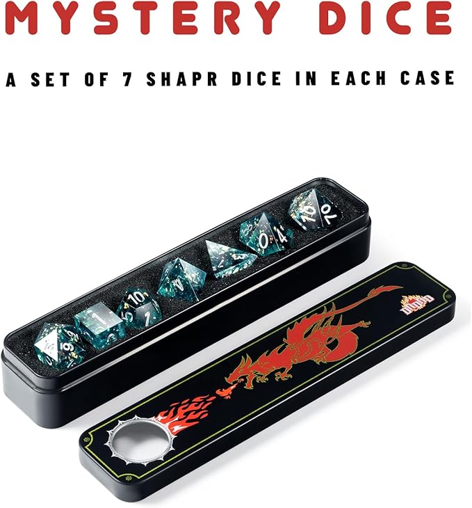 DNDND Mystery DND Dice,Random Sharp Edge Dice Set with Gorgeous Gife Case for Dungeons and Dragons (Mystery Sharp Dice)