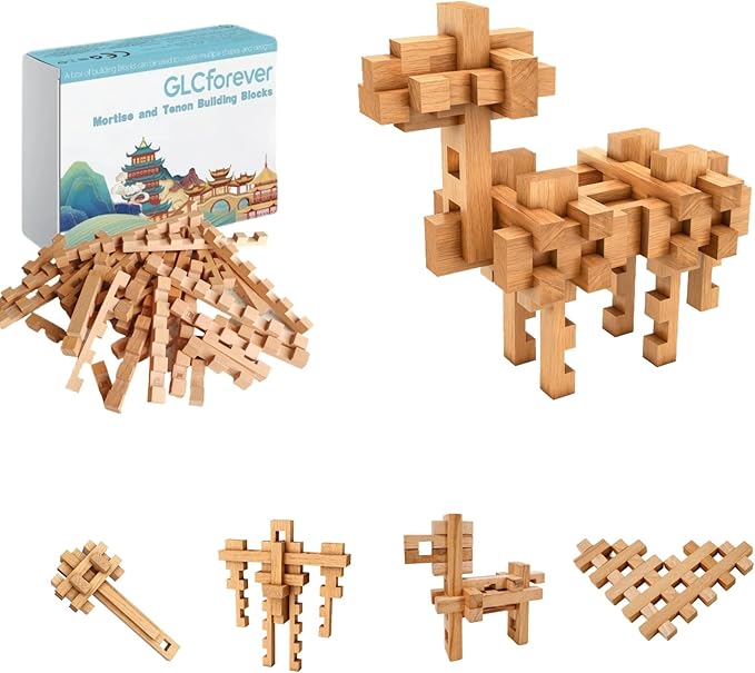 Animal Camel Educational Wooden Building Blocks -Chinese Mortise and Tenon Assembled into Various Shapes,STEM Toy Gifts for Kid and classroom,DIY Building Toys for Ages 5+ and Adults-37 Pcs