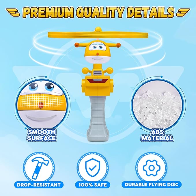 Super Wings Outdoor Toys, Golden Boy Flying Toys for Kids Ages 3-5 4-8, Toddler Outdoor Games Flying Discs, Outside Toys Airplane Launcher Toy for Kids Boys Girls Age 3 4 5 6 7 8 9+