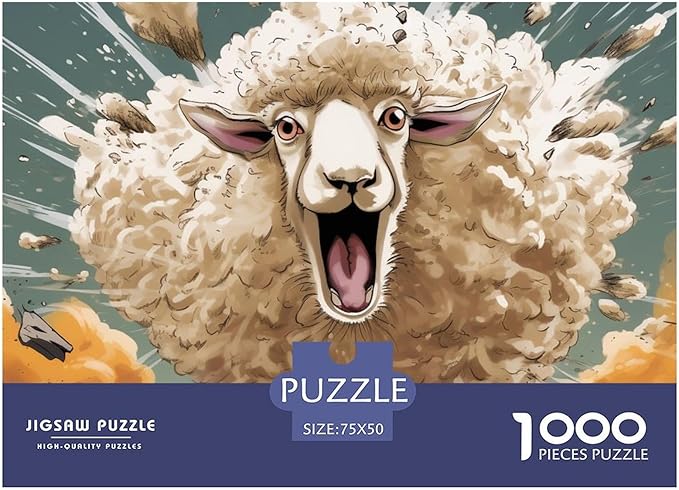 Sheep for Adults Fun 1000 Pieces 3D Animal Thickened Wooden Jigsaw Puzzle Toy Intellectual Game Stress Relief Toy Education Game Home Decoration Challenge Educational 1000pcs (75x50cm)