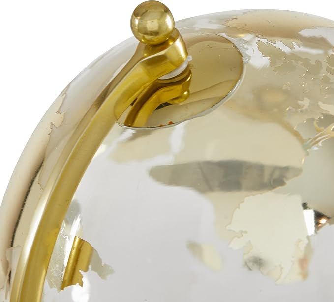 Deco 79 Marble Globe with Marble Base and Tiered Base, 5" x 5" x 11", Gold