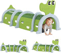 Qaba Crocodile Tunnel, Toddler Tunnel for Kids Crawl and Climb Through, Kids' Play Structure Indoor Outdoor, 4 Sections, Green