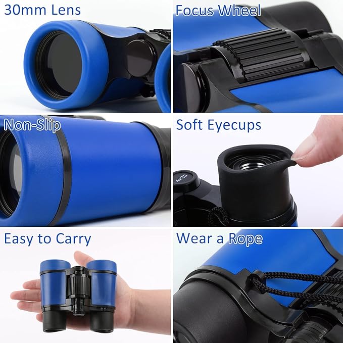 Scotamalone Kids Binoculars Shock Proof Toy Binoculars Set for Age 3-12 Years Old Boys Girls Bird Watching Educational Learning Hunting Hiking Birthday Presents