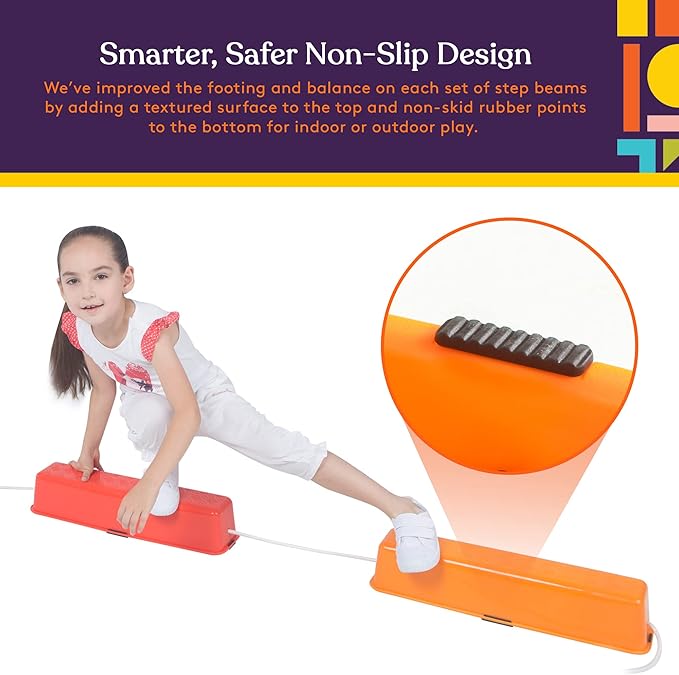 Special Supplies Stepping Stones for Kids Balance Beams 8 Set Non-Slip Textured Surface and Slip Resistant Floor Rubber Edges, Promote Agility, Strength, Active Play