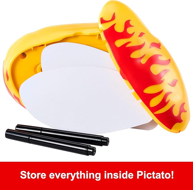 Mattel Games Pictionary Pic-Tato Hot Potato Game, Talks and Plays Music, Family Game for Kids, Adults with Erasable Markers and Boards
