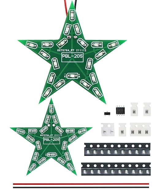 Soldering Practice Kit DIY Five Pointed Star Shaped Green LED Breathing Light SMD Electronics Projects Learn How to Solder(03XX02)