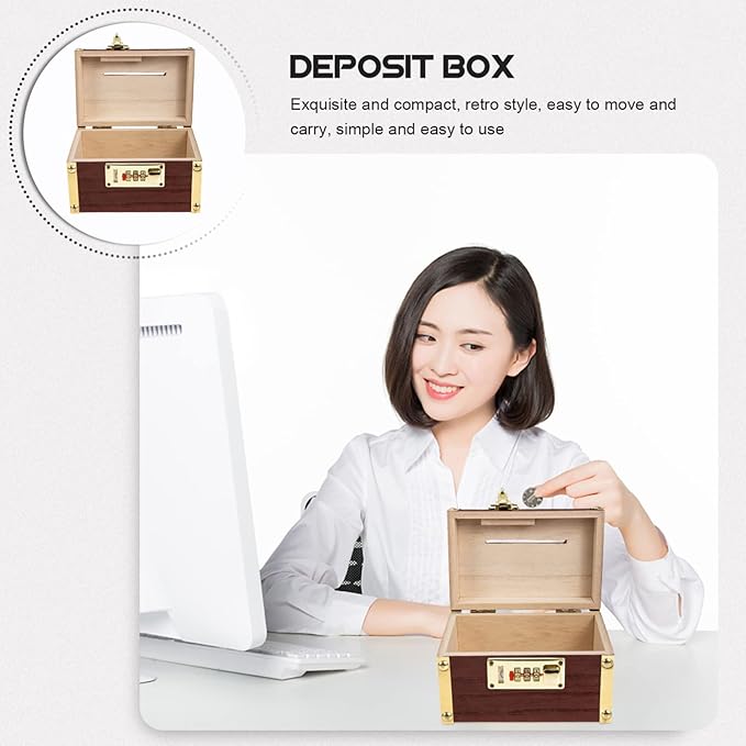 BESPORTBLE Pirate Treasure Box Wooden Piggy Bank with Lock Vintage Coin Bank for Kids Small Treasure Chest Coin Saver 5.78X3.74X3.74 Inches