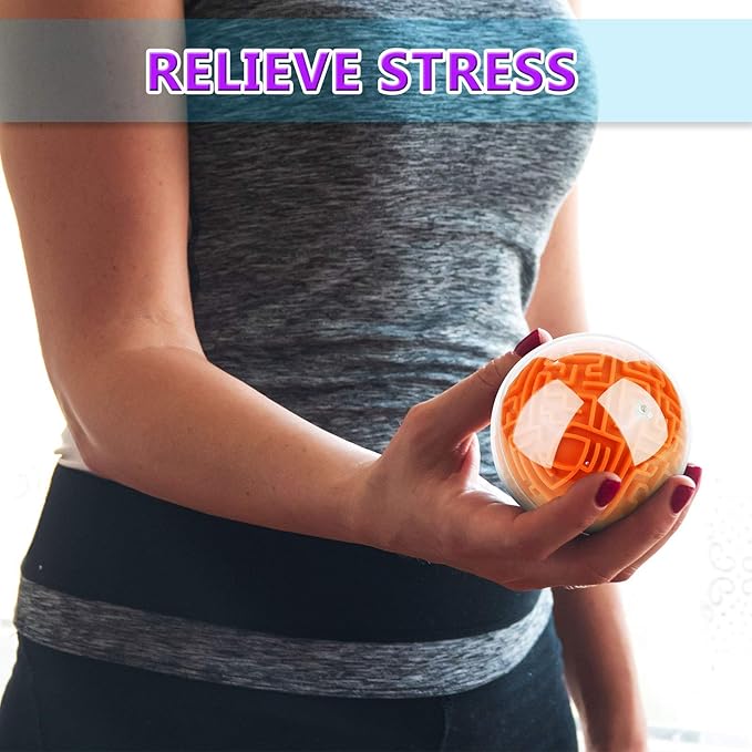 Sumind 4 Pcs 3D Puzzle Maze Ball Magic Brain Teasers Games Memory Sequential Gravity Maze Cube Ball Sphere Educational Puzzle Toys for Adult Hard Challenges(Blue, Green, Red, Orange)